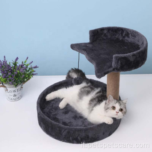 Torretta per gatti con piattaforma relax piccola albero nera